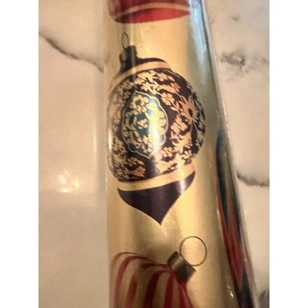 Roll Christmas Gift Wrap 269 Sq ft guilded ornaments gold heavyweight foil